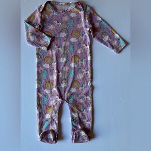 Jane Marie Purple Unicorn and Rainbow Snapped Footie 6M VGUC